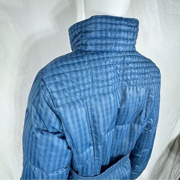 a.n.a Dark Teal Plaid Feather Down Filled Long Length Coat w/Belt - Picture 6 of 9